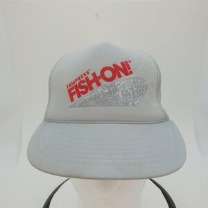 Tempress Fish On Trucker Hat Gray Red Fishing Graphic Mesh Back Snapback
